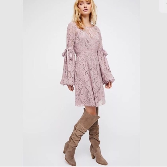 Free People Ruby Crochet Lace Boho Mini Dress - Picture 3 of 7